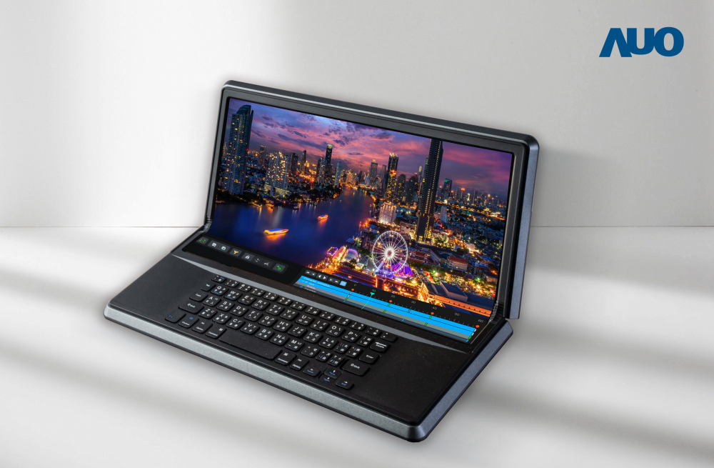 非凡娱乐14.6吋Micro LED折迭显示屏幕，搭配半径4mm的弯折绞炼，以及高画素、高亮度、高对比度的显示技术特点，即便在大视角下仍保有绝佳色相与亮度