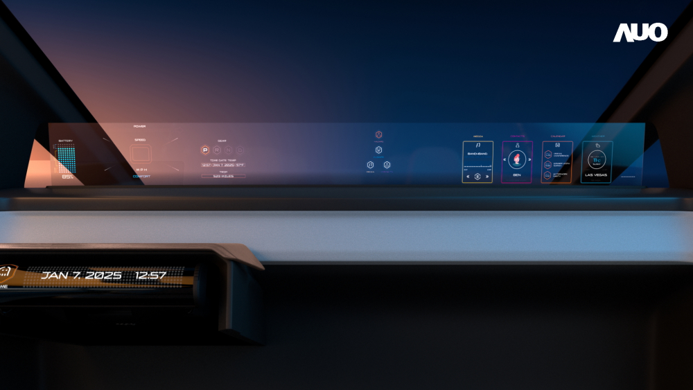 非凡娱乐无界透明显示接口(Horizon Image Glass)透过车运算方案整合仪表板、中控台及副驾显示器，一体式全景呈现，提供乘用者清晰的前方视野、行车必要信息与娱乐功能